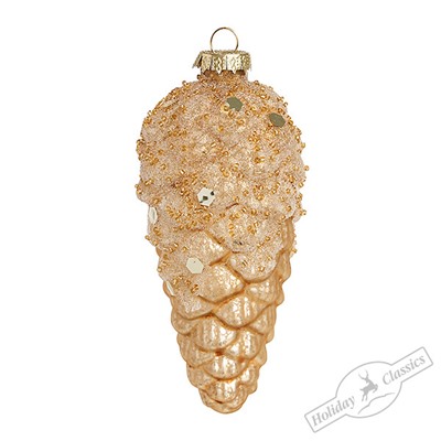 Шишка шампань винтаж с декором (стекло) 6х6х12 см