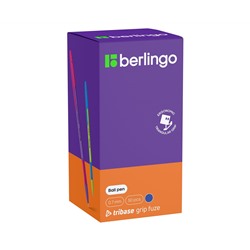 Ручка шариковая Berlingo "Tribase grip fuze" синяя, 0,7мм, грип, ассорти