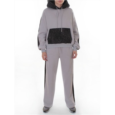 008 GRAY/LT. BLUE/LEOPARD Костюм спортивный зимний женский (95% хлопок, 5% полиэстер)
