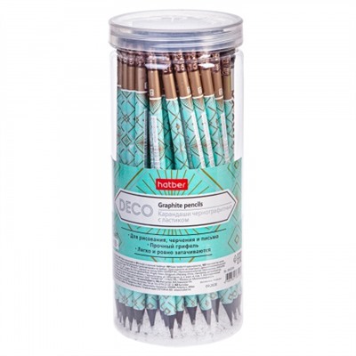 Карандаш ч/гр HB Deco  с ластик в пласт.тубе Хатбер BL_065295/72/Китай