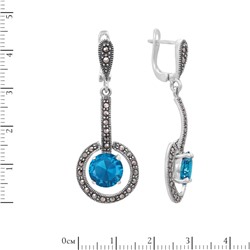 Серьги 'Орбита' с фианитом и марказитами ТАСН.260Ф5N