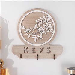 Настенные крючки декоративные «Две птички на ветке», дерево, 2.5×19.5×19.5 см