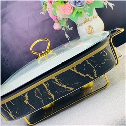 133-247 Мармит 38х23см с крышкой на подставке в под.уп.(х4)Фарфор