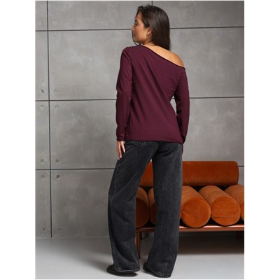 Лонгслив "Плечо" Бордо