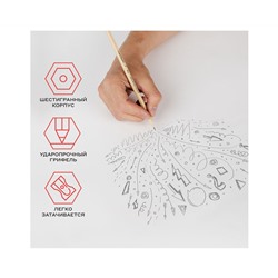 Набор карандашей ч/г Красин "Конструктор" 6шт., 2Т (2H), T(H), ТМ (HB)-2, М (B), 2М (2B), шестигран., заточен., карт. упаковка, европодвес
