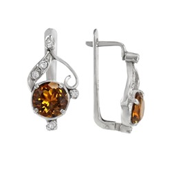 Серьги 'Хони' с медовым кварцем и фианитами И0СК.075КЦN