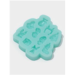 Молд для заливки новогодний «Праздник», силикон, 8×8 см, бирюзовый