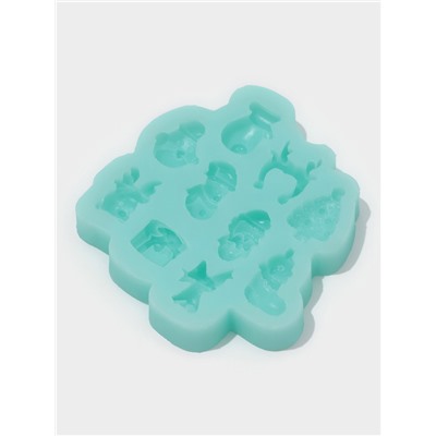 Молд для заливки новогодний «Праздник», силикон, 8×8 см, бирюзовый