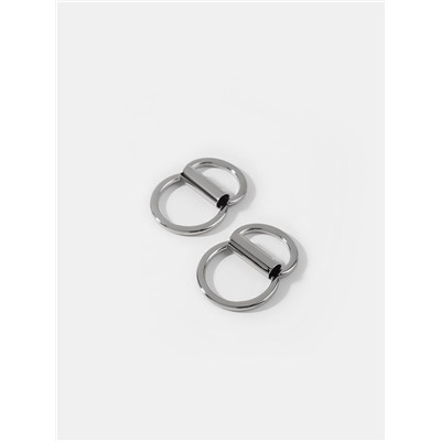 Полукольцо для сумок двойное, d=15 мм, толщина - 1 мм, 2 шт., цвет серебряный