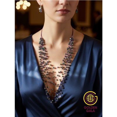 Комплект бижутерии "Хрустальная россыпь" , цвет фиолетовый хамелеон