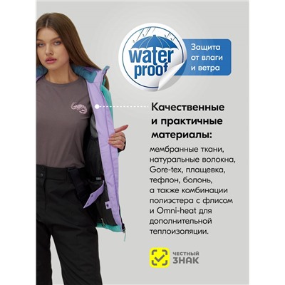 Горнолыжный костюм женский зимний бирюзового цвета 001_1Br