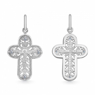 Крест из серебра литье с фианитом