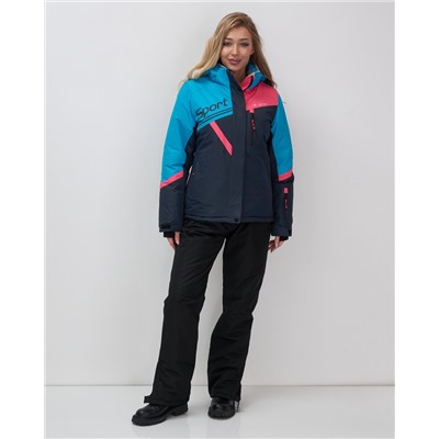 Горнолыжный костюм женский зимний синего цвета 02392S