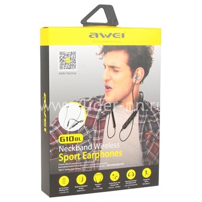 Наушники MP3/MP4 AWEI (G10BL) SPORT Bluetooth вакуумные черные