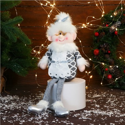 Игрушка мягкая «Бабушка Мороз в костюме с ремешком» 15×39 см, серая