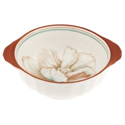 "Блуминг флауэрс (Blooming flowers)" Салатник фарфоровый 200мл, 12,5х10,2х4,2см, с ручками, с деколью, отводка (Китай)