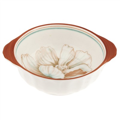 "Блуминг флауэрс (Blooming flowers)" Салатник фарфоровый 200мл, 12,5х10,2х4,2см, с ручками, с деколью, отводка (Китай)