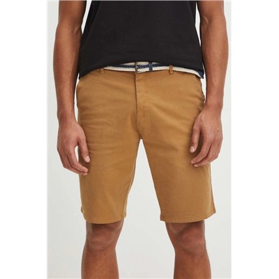 Szorty męskie z paskiem regular gładkie kolor żółty