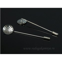 Основа для броши, бутоньерки 18*85мм, цв.стальной