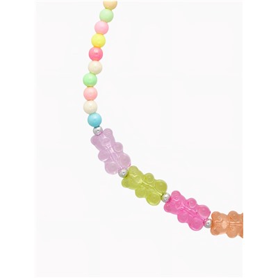 Набор детский «Выбражулька» 2 предмета: бусы, браслет, мармеладные мишки, d=5 см. цветной