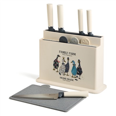 НАБОР AGNESS ИЗ 10ПР: 5 НОЖЕЙ, 4 ДОСКИ И ПОДСТАВКА, СЕРИЯ "FAMILY FARM"