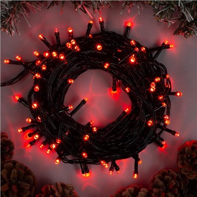 Гирлянда «Нить» 10 м, IP20, тёмная нить, 100 LED, 8 режимов, 220 В, свечение красное
