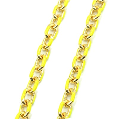 Цепочка для украшений, звено 8*11мм с эмалью, цв.золотистый, лимонный, 50см