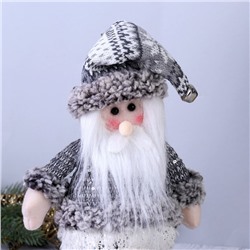 Игрушка мягкая «Дед Мороз - длинные ножки» 10×40 см, серебристый
