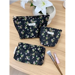 Capacious cosmetic bag, handheld organizer bag to go out, travel bag, liner, for import, floral print