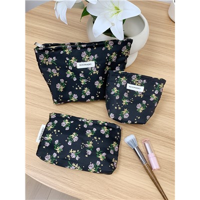 Capacious cosmetic bag, handheld organizer bag to go out, travel bag, liner, for import, floral print