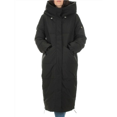22373 BLACK Пальто зимнее женское облегченное (150 гр. холлофайбера)