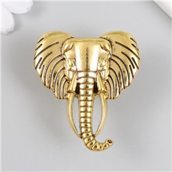 Мебельная ручка - кнопка, металл «Голова слона», состаренное золото, 4.5×4.2 см