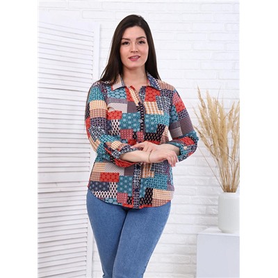 Рубашка Пэчворк бирюза ИвК