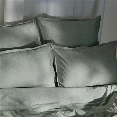 Наволочка SL Home "Деним" 70*70+2 см, цв.оливковый, 100% жатый хлопок