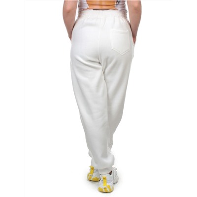 M075 WHITE Брюки спортивные женские на флисе (100% хлопок) 7986