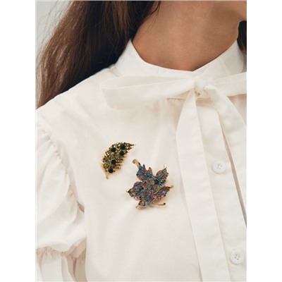 Брошь «Лист кленовый» драгоценный, цветная в чернёном золоте