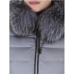 9665 GRAY Пальто женское с мехом Ommeitt