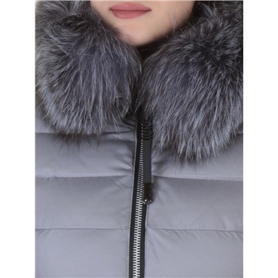 9665 GRAY Пальто женское с мехом Ommeitt