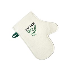 Рукавица банная с вышивкой "Relax", войлок белый