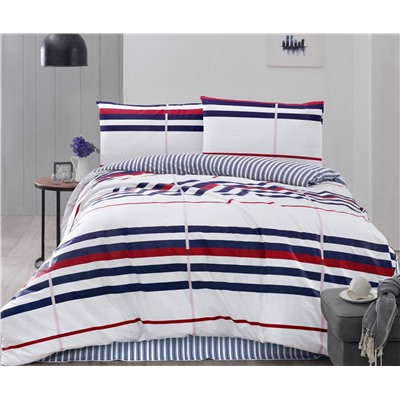 2 сп. Евро Комплект Постельного Белья Creaforce Striped Kırmızı - Altınbaşak