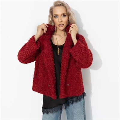 Полупальто из мягкого экомеха, Слишком заметна (красный закат, oversize, 42-48)