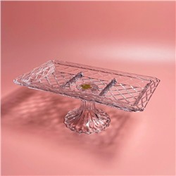 588-700 Прямоугольная менажница 32х18,5х12см на ножке в под.уп.(х6)Стекло