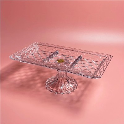 588-700 Прямоугольная менажница 32х18,5х12см на ножке в под.уп.(х6)Стекло