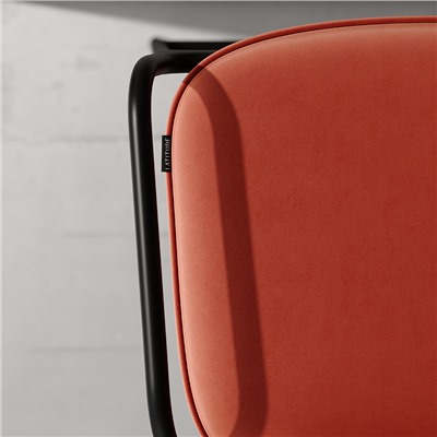 Стул полубарный Ror, Round, велюр, черный/темно-красный