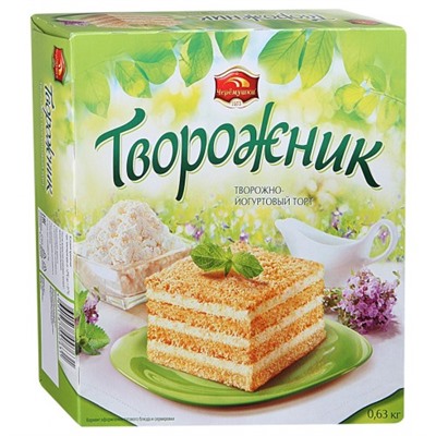 Торт бисквитный Творожно-йогуртовый Творожник 630г/Черемушки
