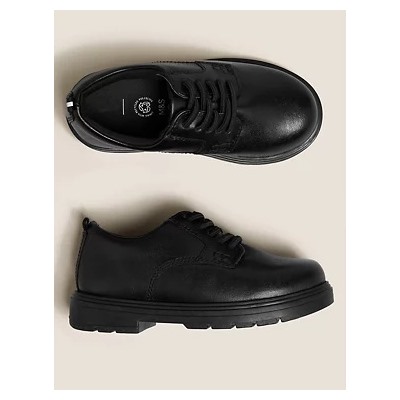 Kids' Leather Elastic Lace School Shoes (8 Small - 1 Large)