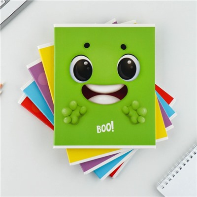 Тетрадь в клетку, 48 л., А5, на скрепке, блок №1, Boo!, МИКС
