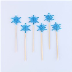 Шпажки «Снежинка», уголок, в наборе 6 штук, голубые
