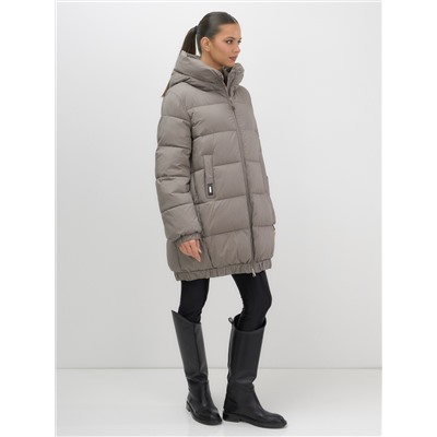 Куртка женская зимняя на резинке большого размера коричневого цвета 7619K