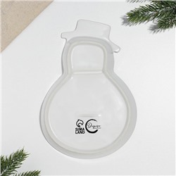 Менажница керамическая «Снеговики», 14×20×3 см, цвет белый